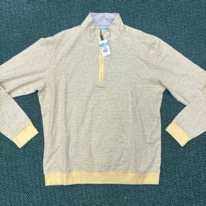 J. McLaughlin Yellow and Gray Striped Pullover